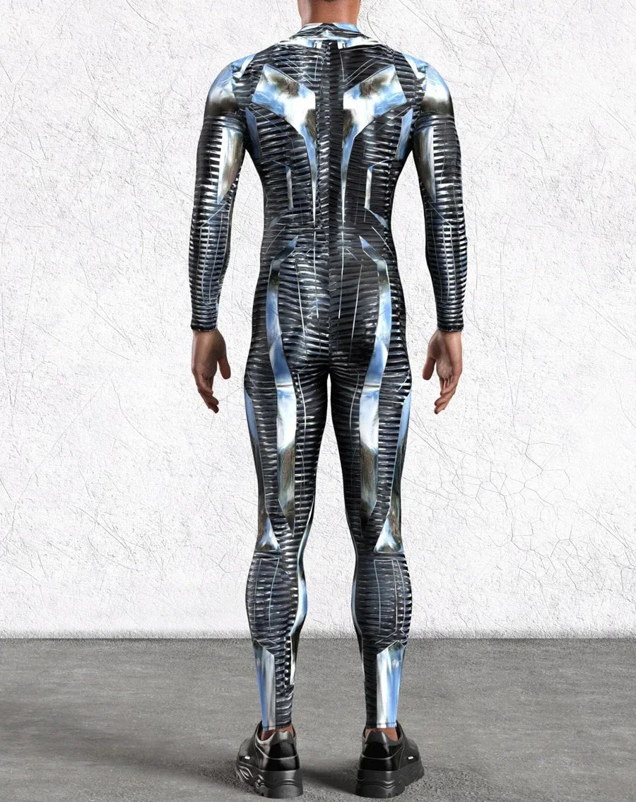 Déguisement Combinaison Futuriste - Armure Chromée Noir et Argent