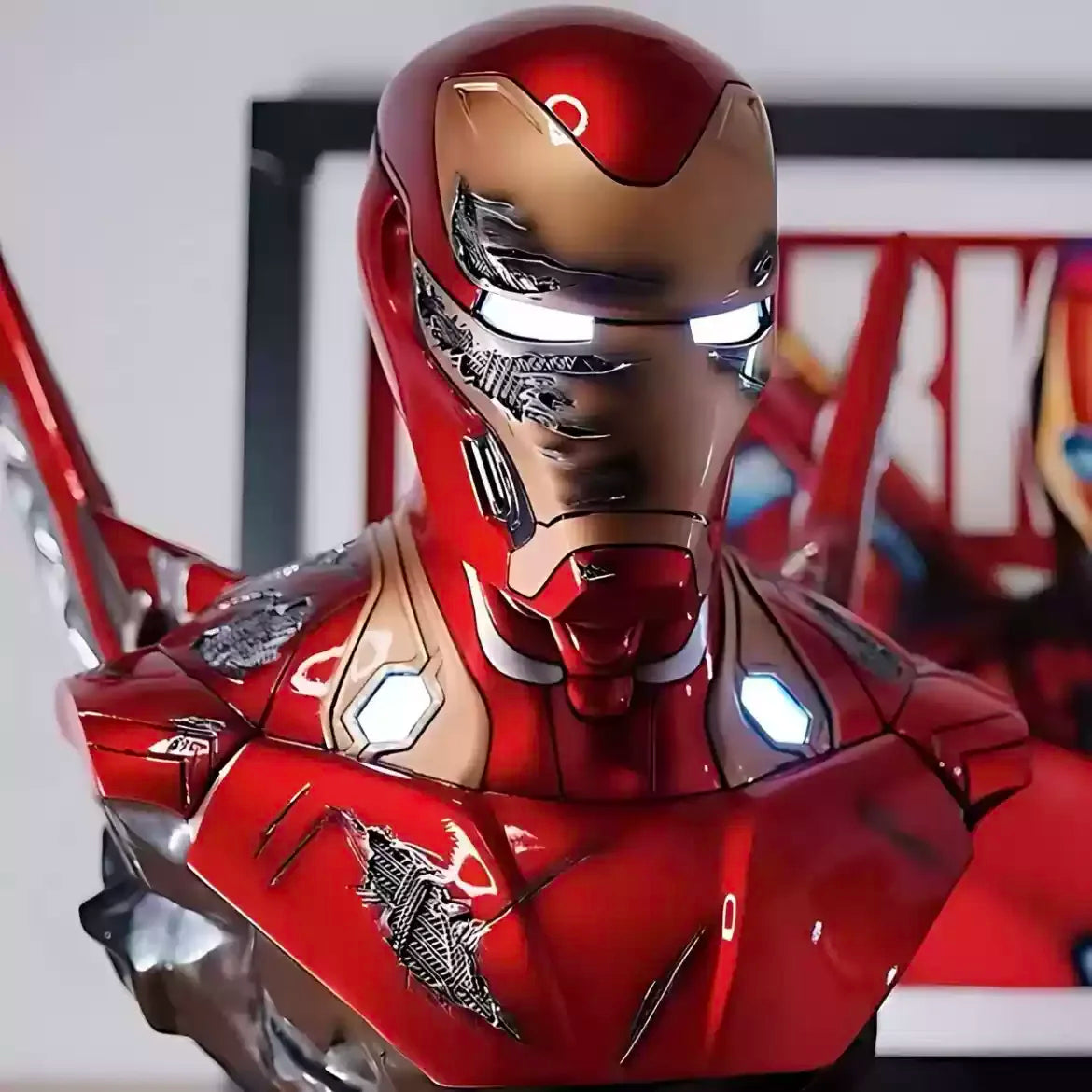 Buste Résine Lumineux Iron Man MK50 - Effet Battle Damage