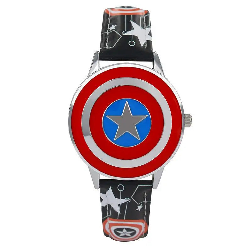 Montre Enfant Avengers Captain America - Bracelet Noir Étoilé
