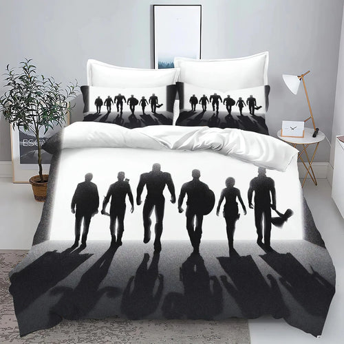 Housse de Couette Avengers - Silhouettes Noir et Blanc