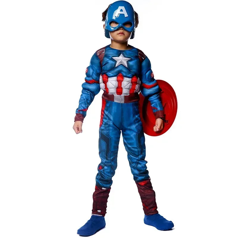 Costume Enfant Captain America - Combinaison Musclée avec Bouclier