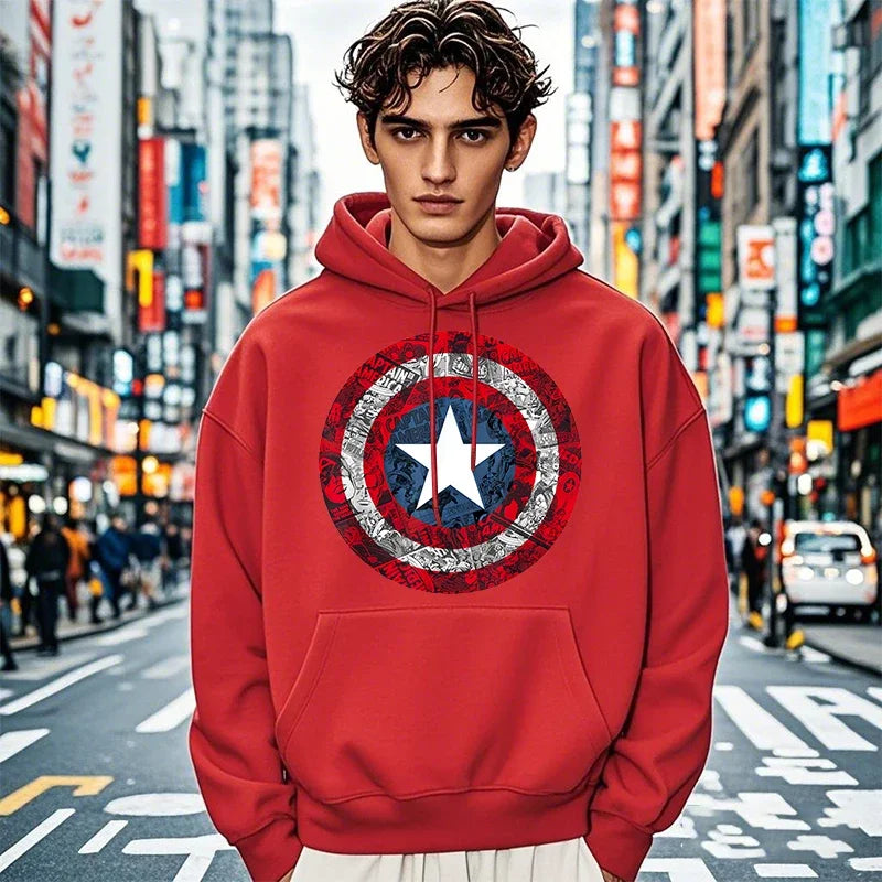 Sweat à Capuche Captain America - Bouclier Effet Comic