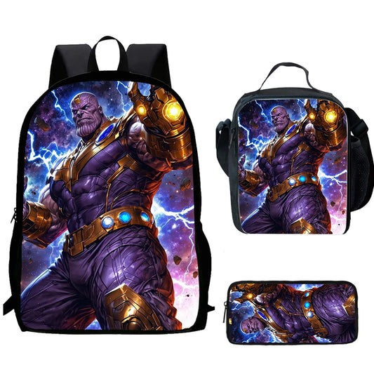 Sac à Dos Thanos Éclairs 3 Pièces - Poing Levé Set École Enfant