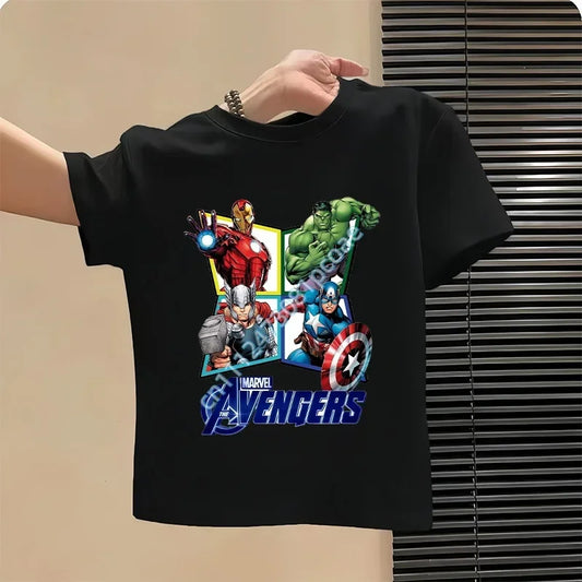 Camiseta Infantil Avengers - Diseño Grupo Completo Negro
