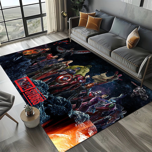 Alfombra Avengers 3D - Diseño Equipo Oscuro Rojo
