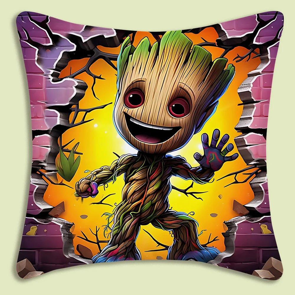 Housse de Coussin Baby Groot - Pouce Levé Pleine Lune Étoilée