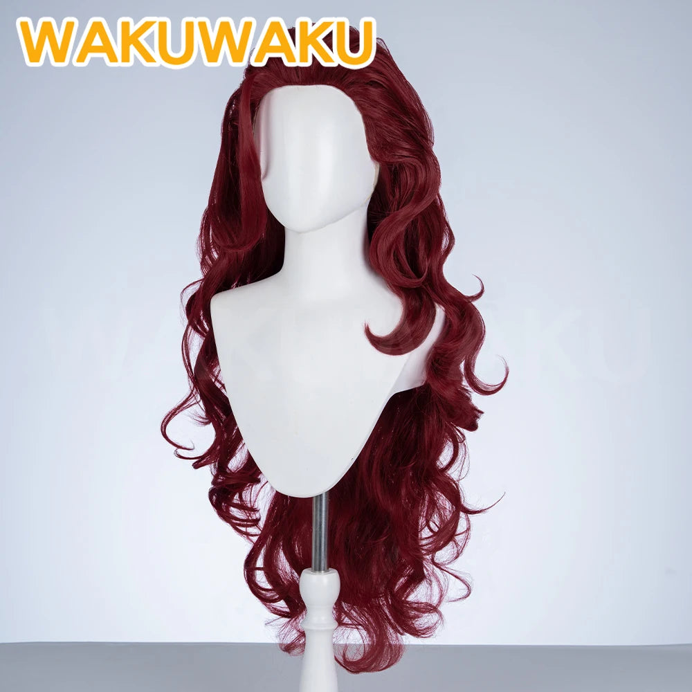 Perruque Scarlet Witch - Cheveux Bouclés Rouge Bordeaux avec Diadème