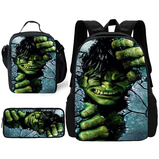 Set de mochila de Hulk - Cara emergiendo de muro de piedra agrietado
