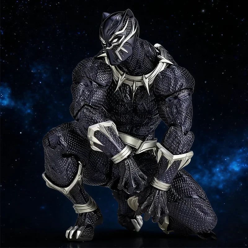 Figurine Black Panther 3.0 Articulée - Texture Écailles Doré Lance Décor