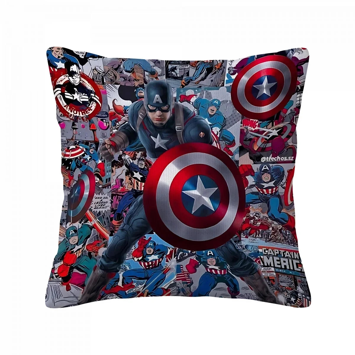 Housse de Coussin Captain America - Montage Collage Bouclier