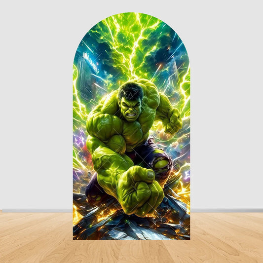 Fondo de Fiesta Arco Avengers Hulk - Rayos Verdes Ciudad