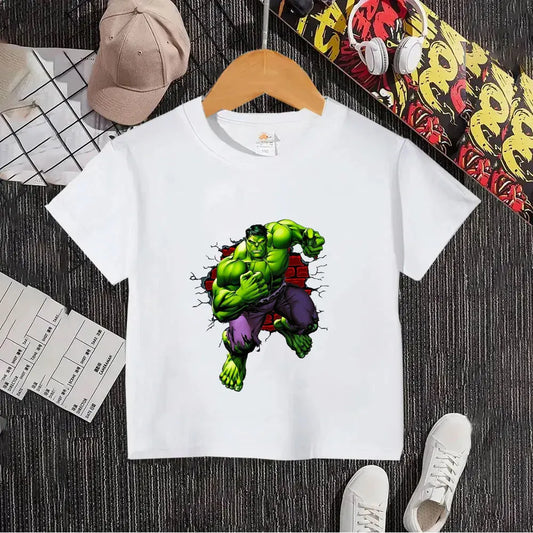 T-Shirt Enfant Hulk - Traversant Mur de Briques Blanc