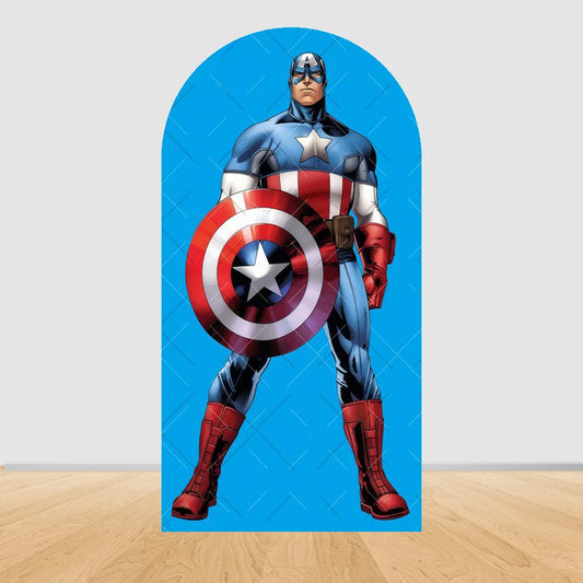 Fondo de Fiesta Arco Avengers Capitán América - Fondo Azul Liso