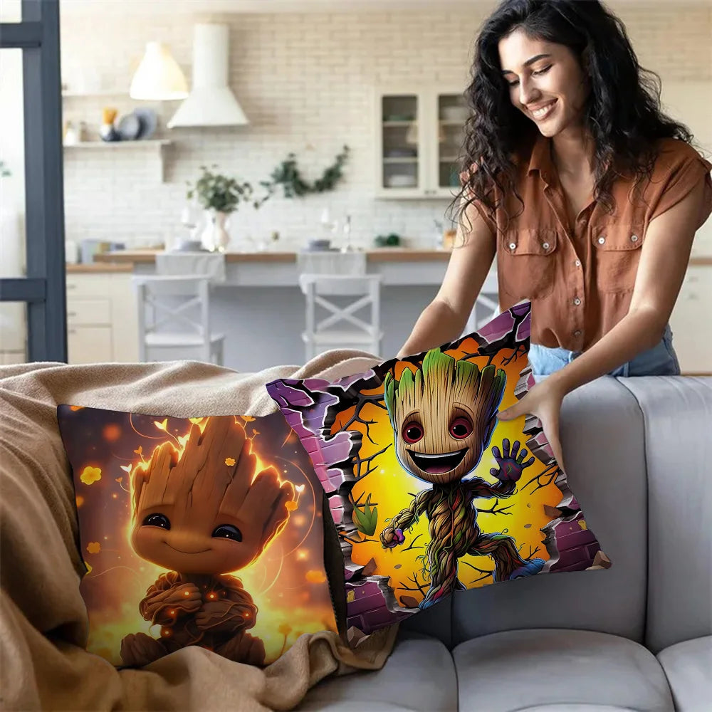Housse de Coussin Baby Groot - DJ Casque Néon Let's Groot