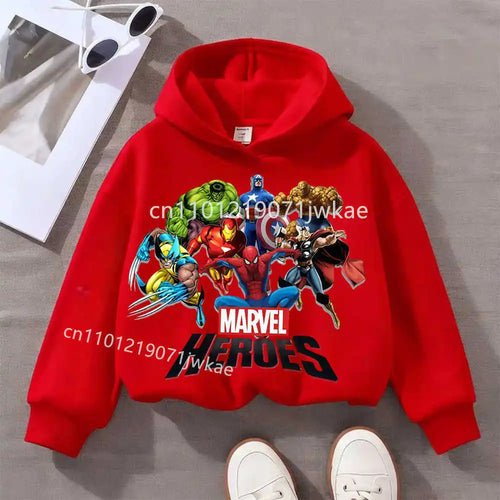 Sweat Capuche Enfant Marvel Heroes Groupe - Rouge