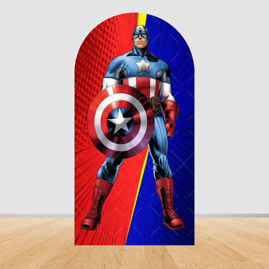 Fondo de Fiesta Arco Vengadores Capitán América - Comic Diagonal Rojo Azul