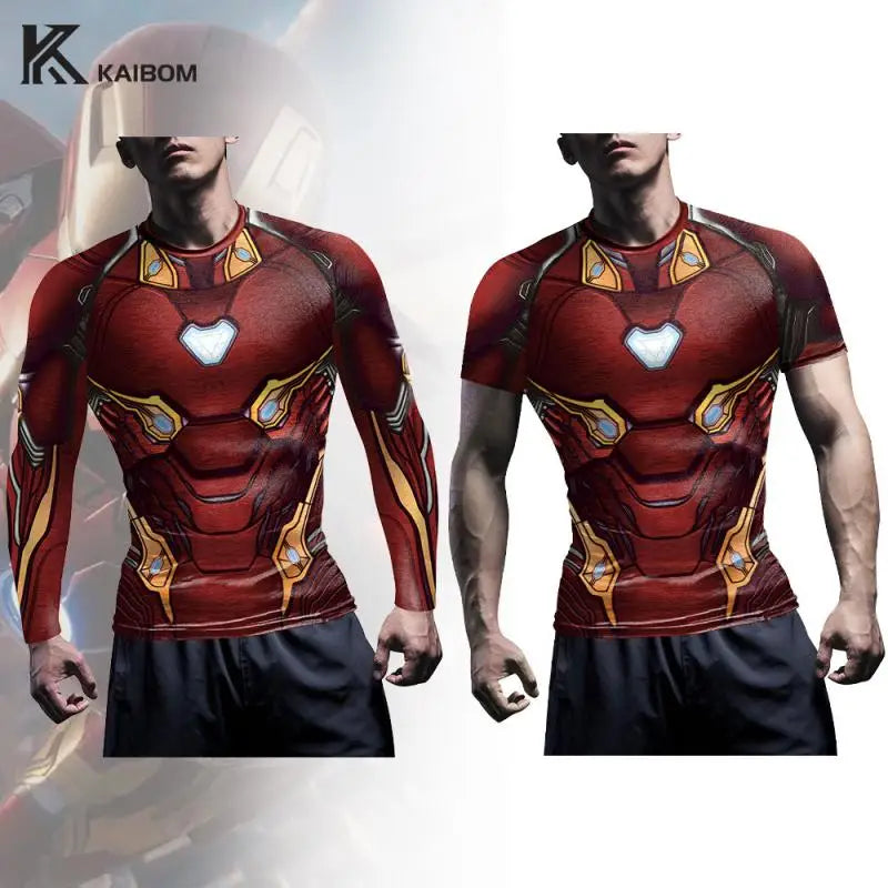 T-Shirt Compression Iron Man - Manches Courtes Armure Rouge