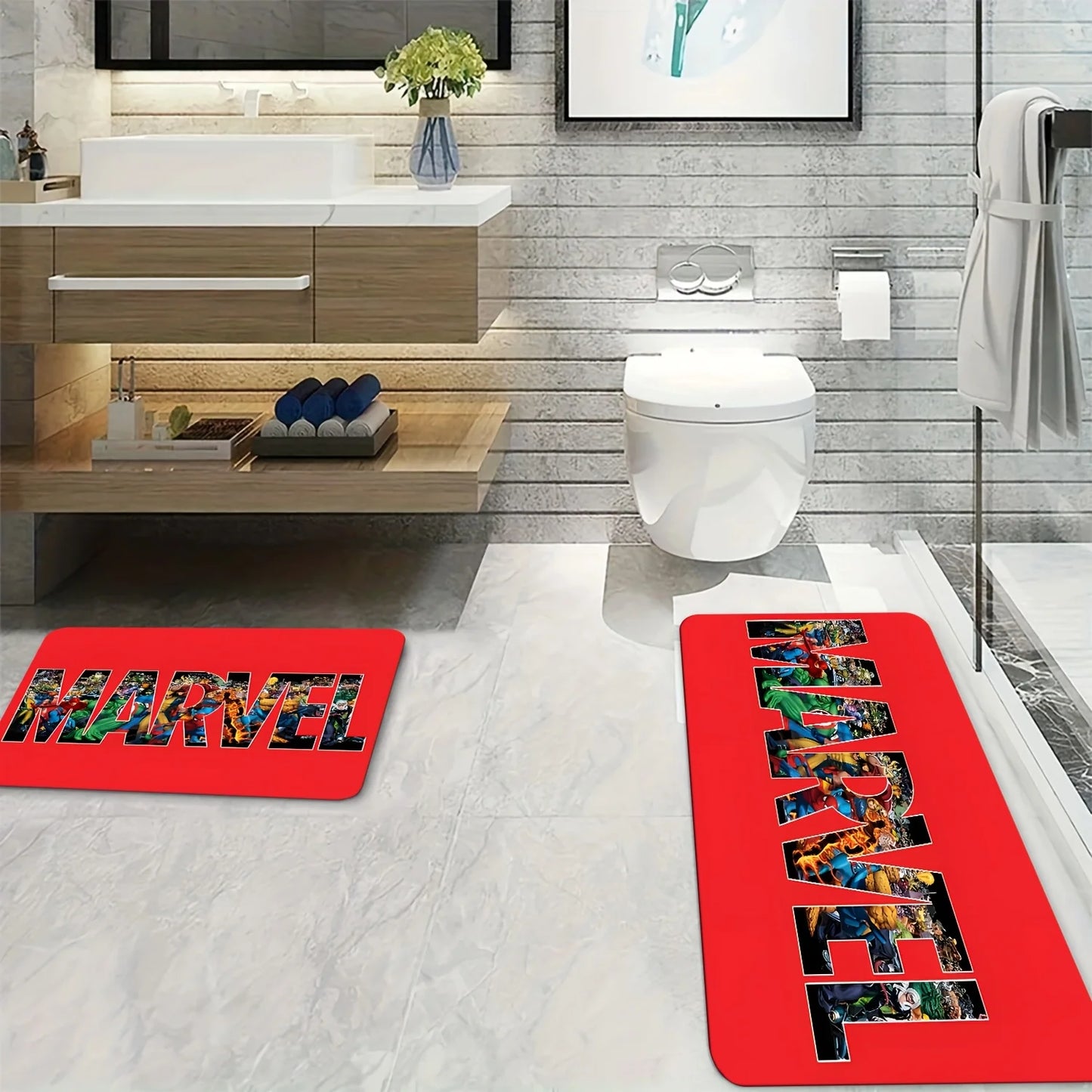 Tapis de Bain Marvel - Logo Texte Multi-Héros