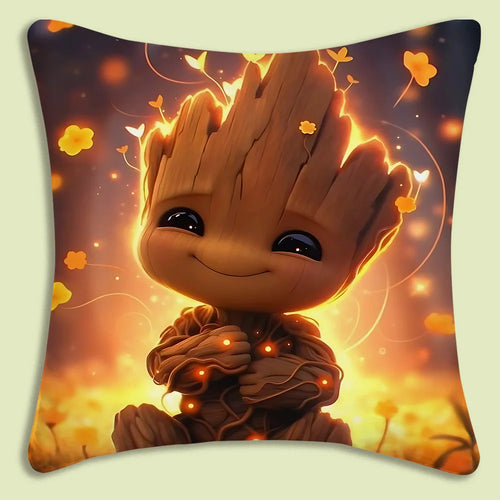 Housse de Coussin Baby Groot - Lucioles Fleurs Dorées Doux