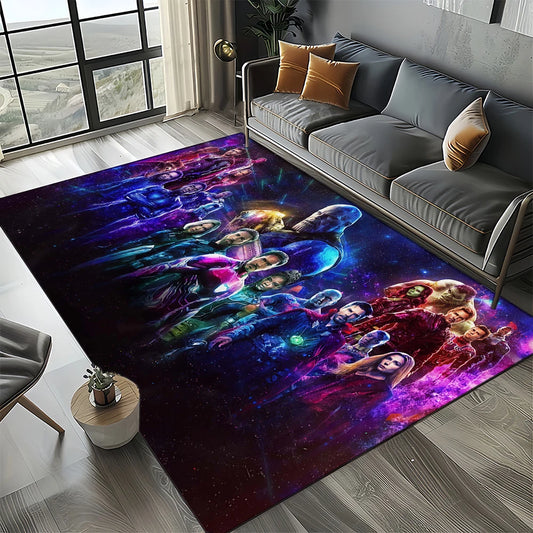 Alfombra Avengers 3D - Diseño Equipo Luminoso Violeta