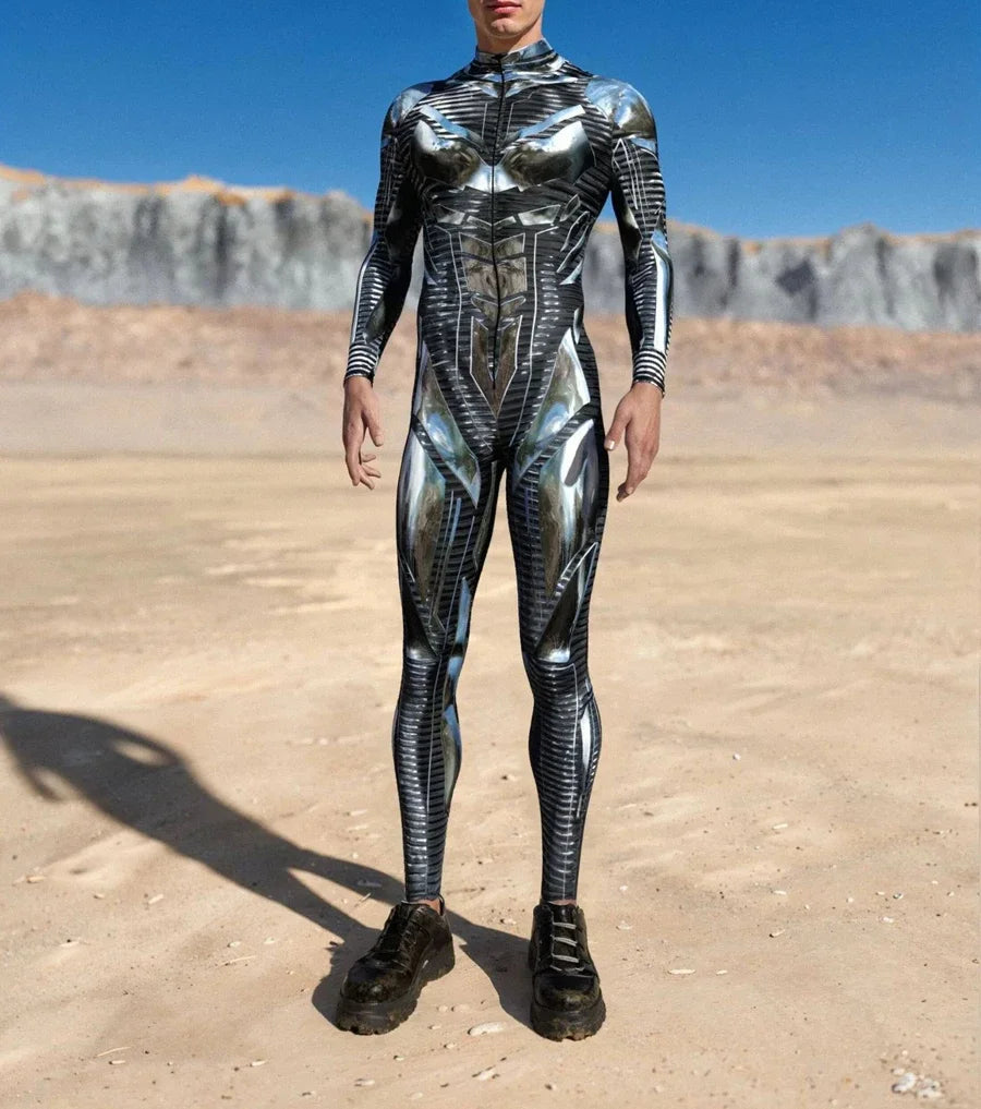 Déguisement Combinaison Futuriste - Armure Chromée Noir et Argent