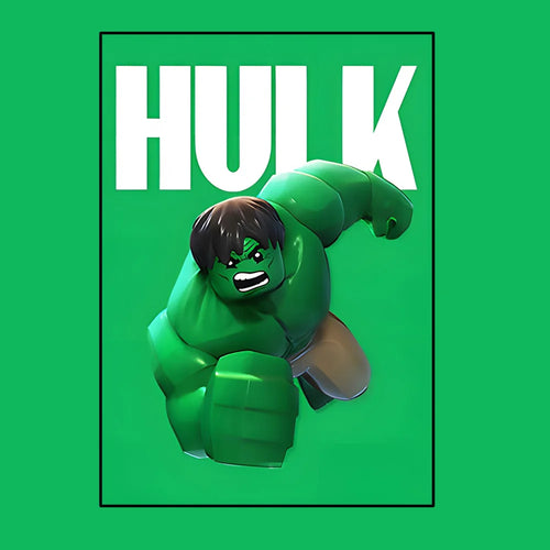 Poster Avengers Hulk - Style Lego Fond Vert