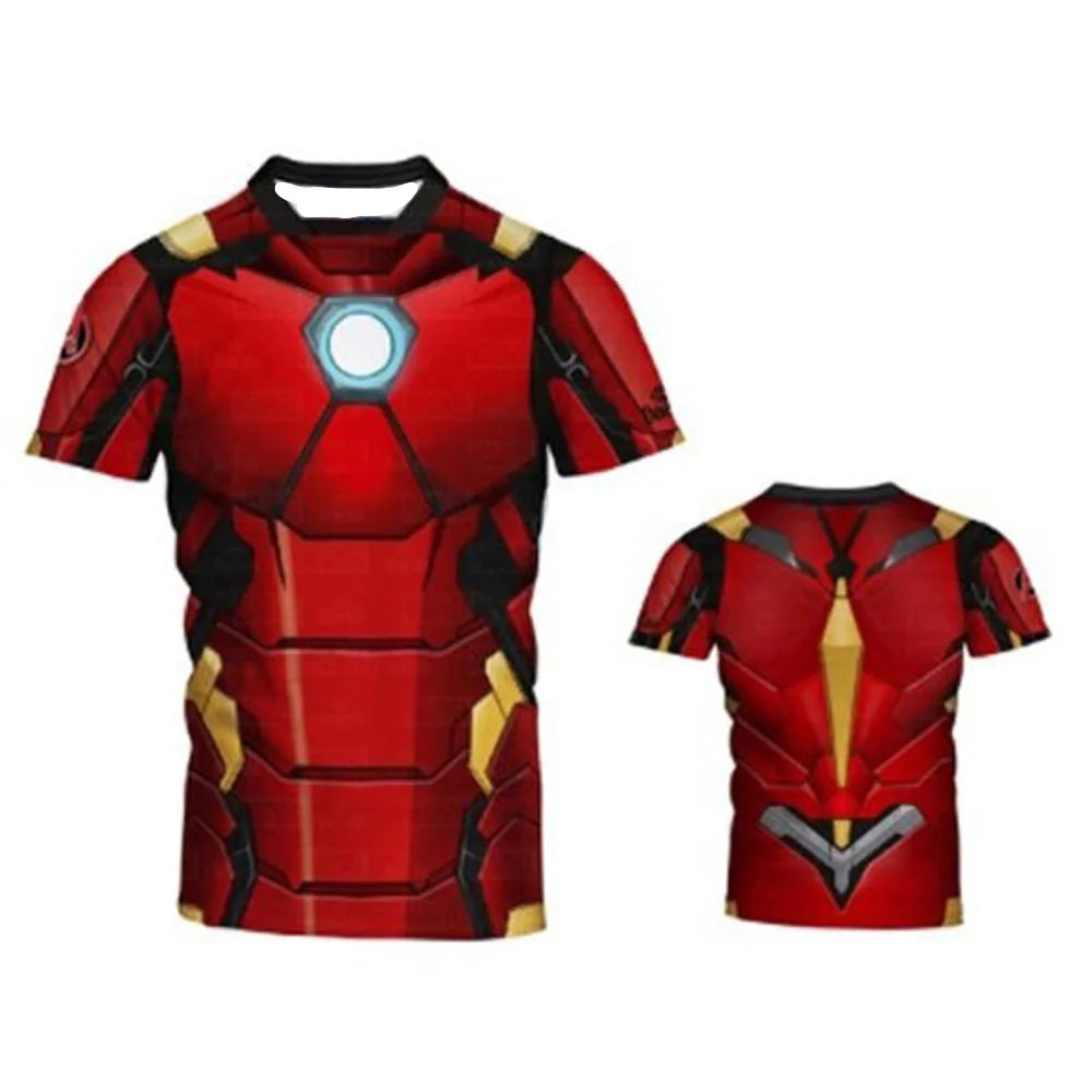 T-Shirt Compression Avengers Iron Man - Réacteur Torse Rouge Or