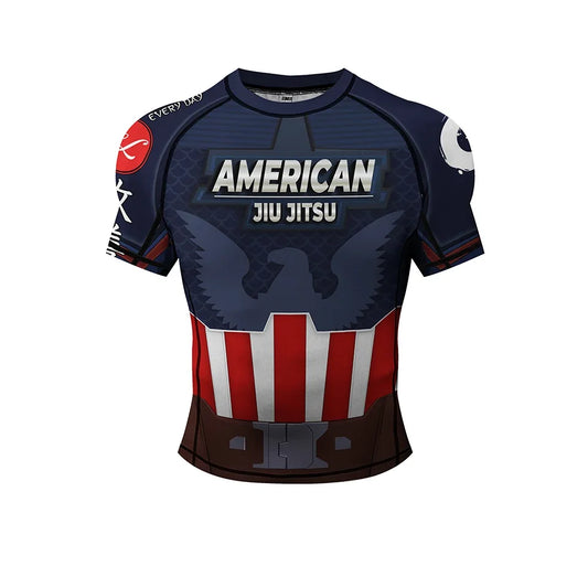 T-Shirt Jiu-Jitsu Captain America - Manches Courtes Bouclier et Aigle