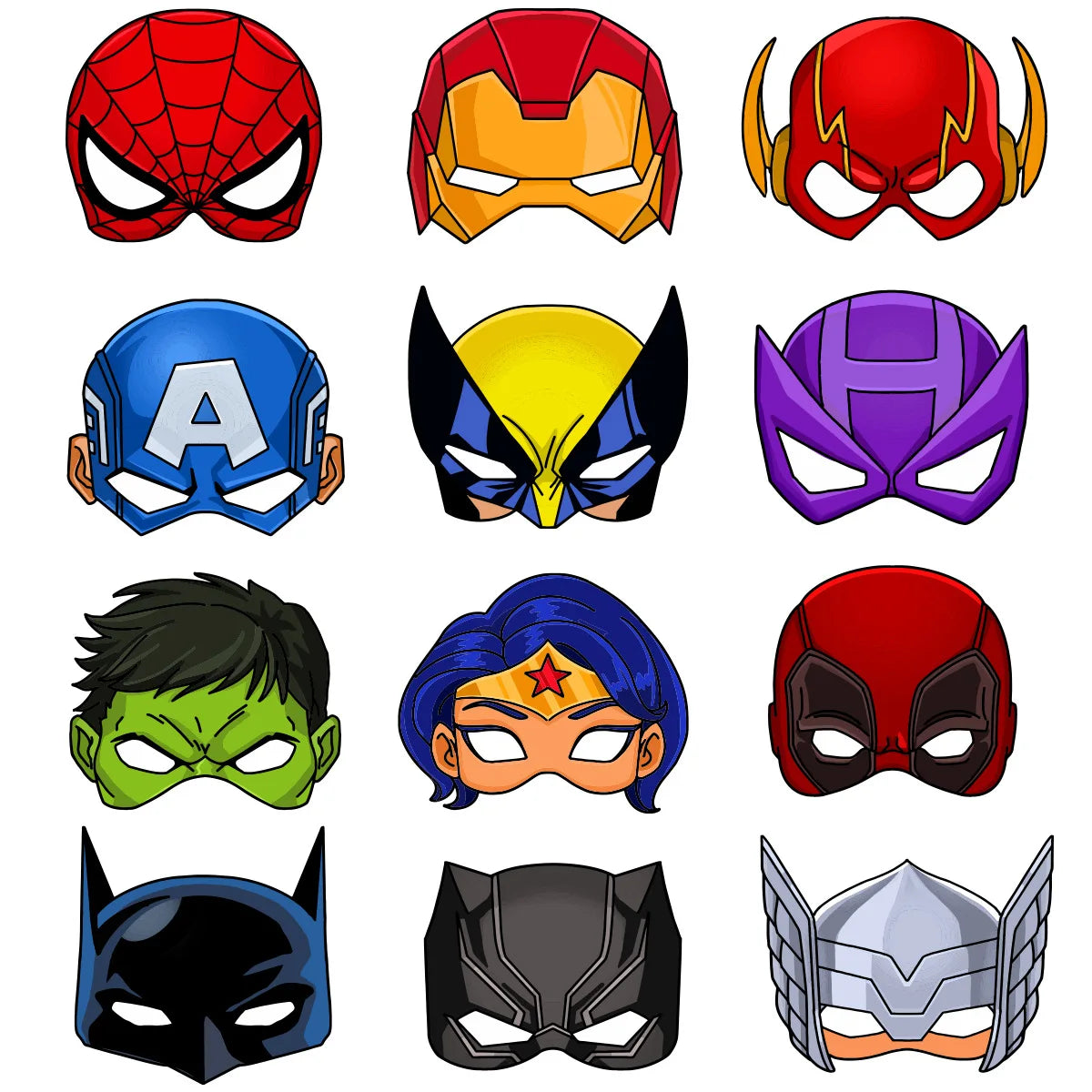 Masques Avengers - Lot de 12 Masques