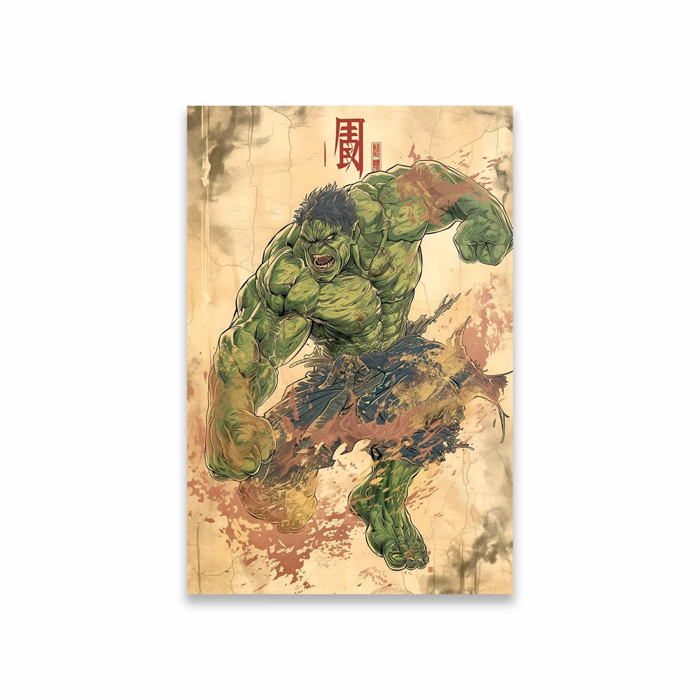 Poster Avengers Hulk - Style Japonais Vintage
