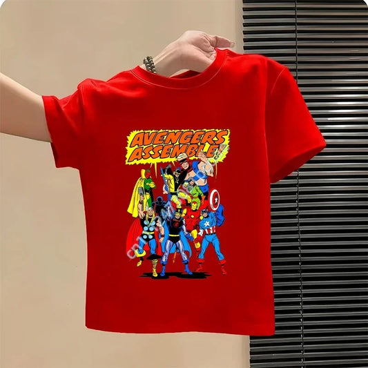 Camiseta Niños Avengers - Diseño Equipo Cómic Rojo