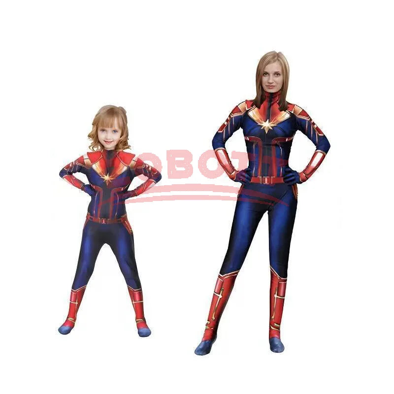 Déguisement Captain Marvel - Combinaison Bleue Rouge et Or