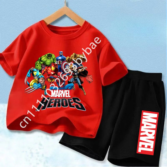 Camiseta Avengers Marvel Heroes Niño - Conjunto Rojo Grupo