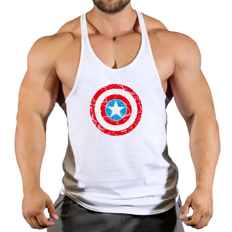 Débardeur Fitness Homme Captain America - Bouclier Rouge