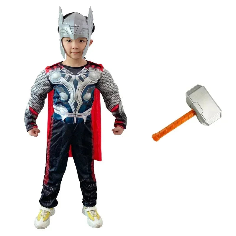 Costume Cosplay Thor Enfant - Combinaison Musclée avec Marteau