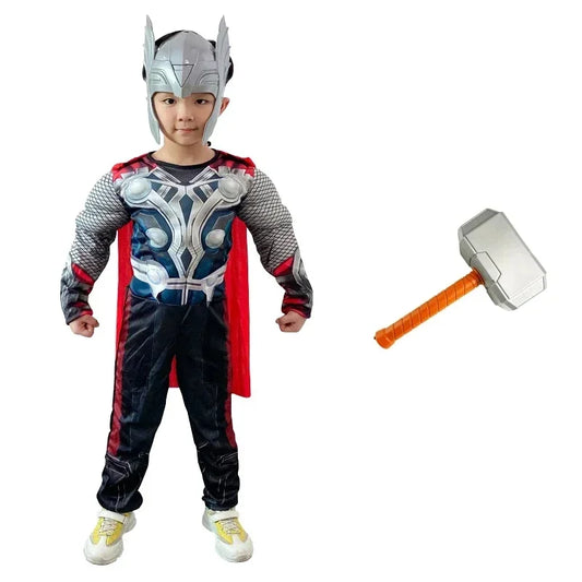 Costume Cosplay Thor Enfant - Combinaison Musclée avec Marteau