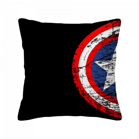 Funda de Almohada Capitán América - Escudo Efecto Grunge Fondo Negro