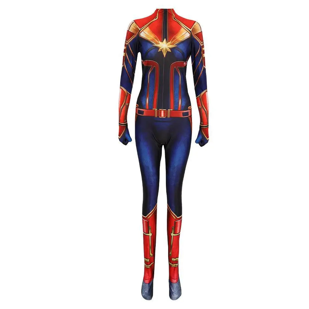 Déguisement Captain Marvel - Combinaison Bleu Rouge Or