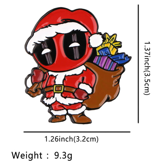 Insignia metálica de Deadpool Papá Noel - Broche, regalos, disfraz rojo