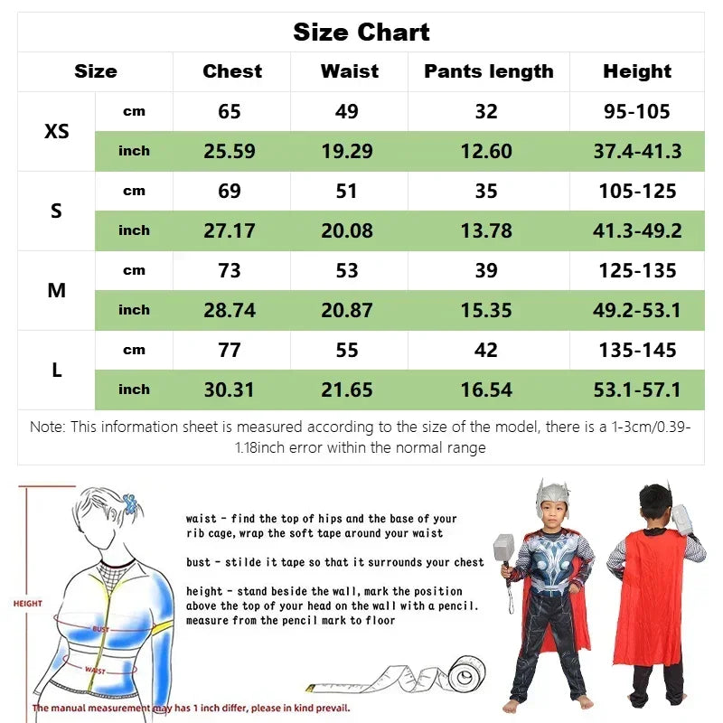 Costume Cosplay Thor Enfant - Combinaison Musclée avec Marteau