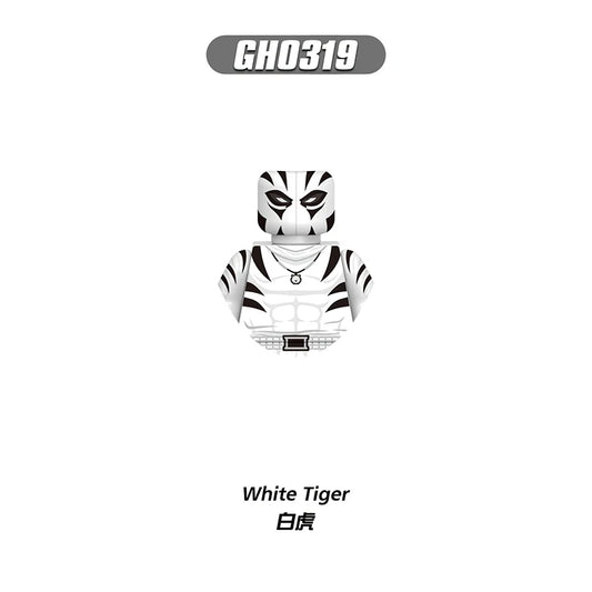 Figura de bloques de construcción Tigre blanco - Máscara a rayas blanca y negra