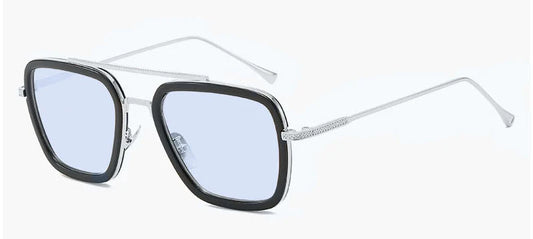 Lunettes Avengers Iron Man - Style Edith Monture Argent Verres Bleus