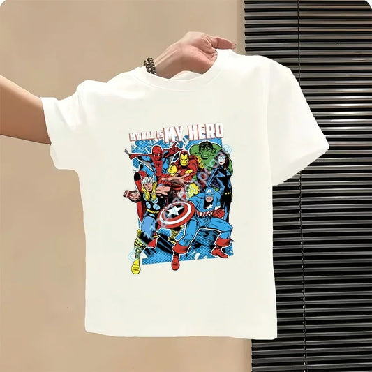 T-Shirt Enfant Avengers My Dad Is My Hero - Blanc