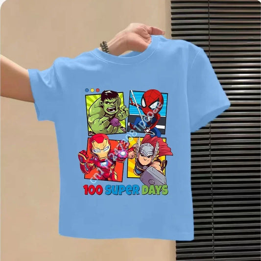 T-Shirt Enfant Avengers 100 Super Days - Bleu Ciel