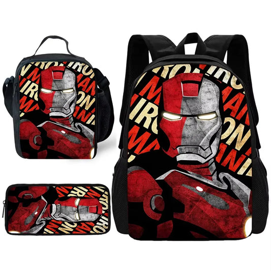 Juego de Carro Escolar Avengers Iron Man - Cara Pop Art Rojo Gris