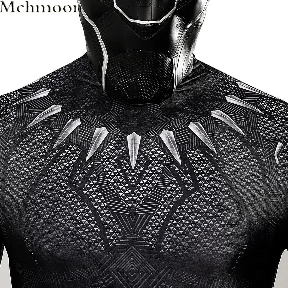Déguisement Black Panther - Combinaison Noire Effet Vibranium avec Col Griffes