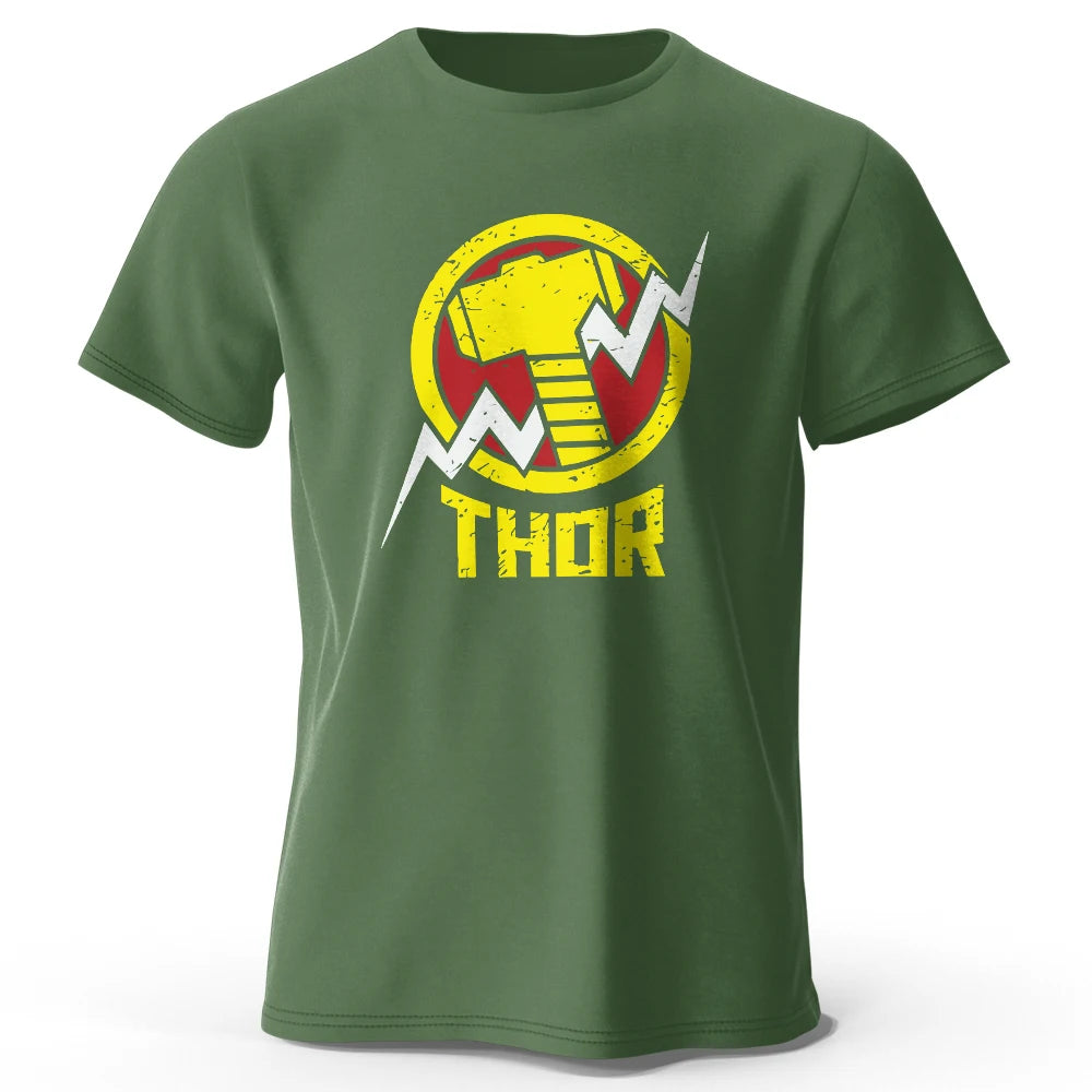 T-Shirt Thor - Logo Marteau Éclair Vintage Noir