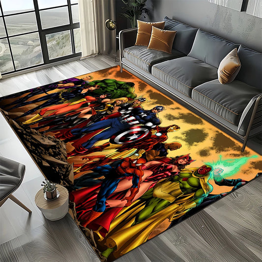 Alfombra Avengers 3D - Diseño Explosión Rojo Naranja