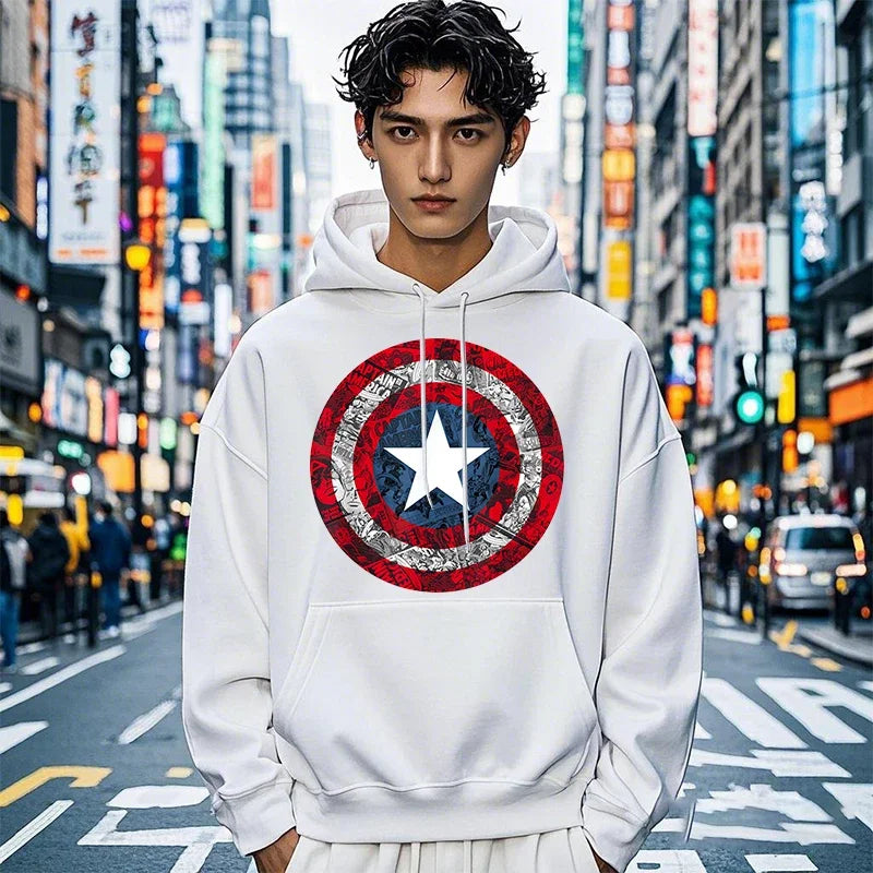 Sweat à Capuche Captain America - Bouclier Effet Comic