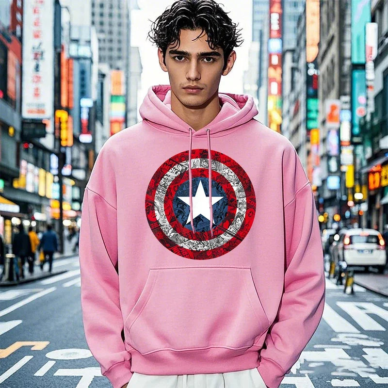 Sweat à Capuche Captain America - Bouclier Effet Comic